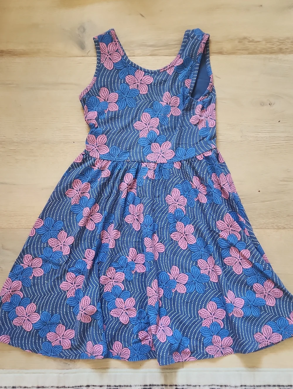 Tea Collection Blue Dress with Pink & Blue Floral Print